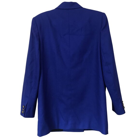 Vintage Giorgio Sant'angelo Royal Blue Double-Breasted Long Wool Blazer Size 8 - Picture 2 of 10